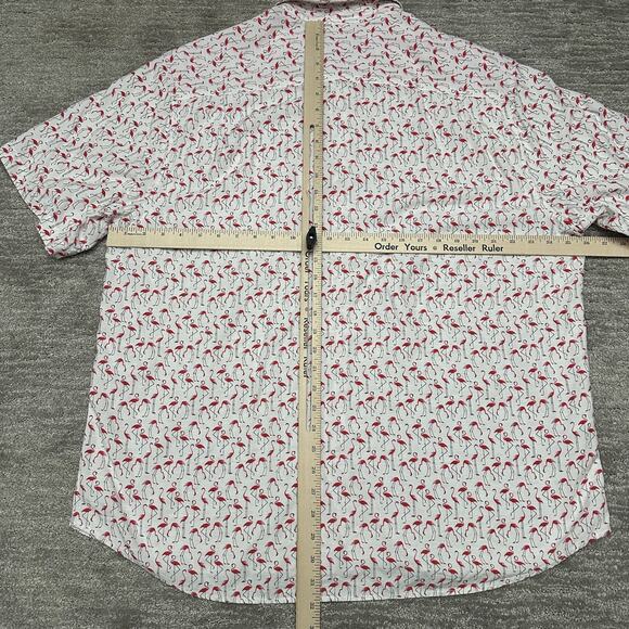 Tommy Bahama Shirt Mens 2XL White Pink Flamingo Print Short Sleeve Button Front - Picture 9 of 11